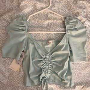 Baby Blue/ Aqua Puff-Sleeve Wilfred Top